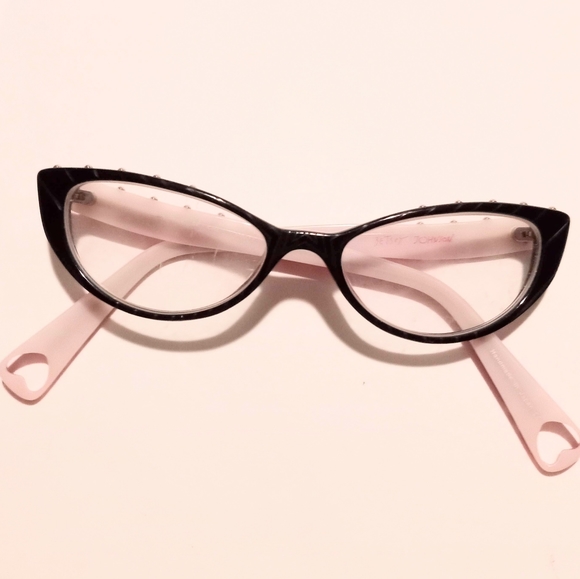 Betsey Johnson Handmade in Japan Cateye Eyeglass Frame Red Black White - Picture 13 of 16
